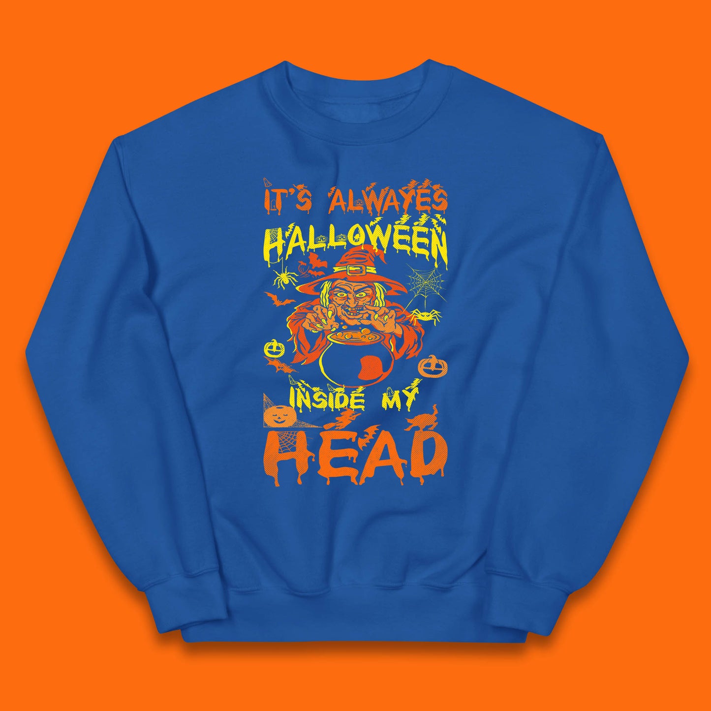 It's Always Halloween Inside My Head Witch Cooking A Magic Potion In The Cauldron (Stew Pot) Halloween Kids Jumper