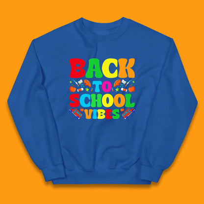 Back To School Vibes Happy First Day Of School Retro School Life Kids Jumper