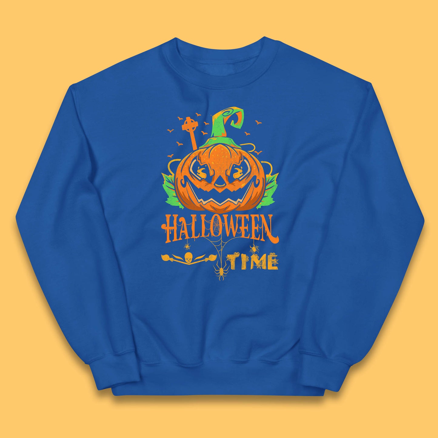 Halloween Time Scary Face Jack O Lantern Horror Pumpkin Halloween Scary Night Kids Jumper