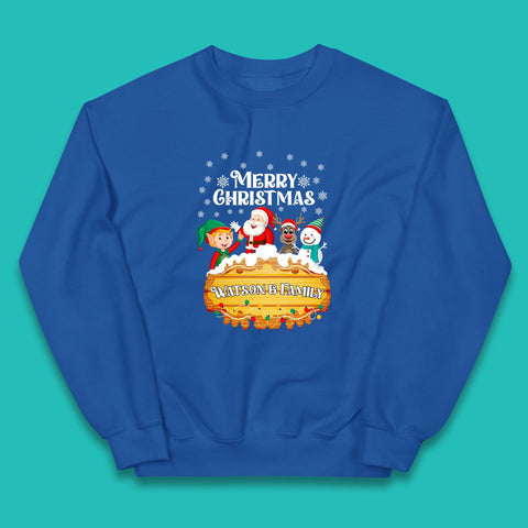 Personalised Merry Christmas Your Name Santa Claus Reindeer Snowman Elf Family Xmas Holiday Squad Kids Jumper