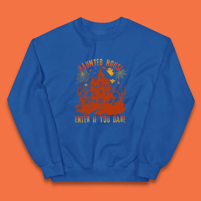 Haunted House Enter If You Dare Scary Halloween Nightmare House Spooky Season Halloween Party Kids Jumper