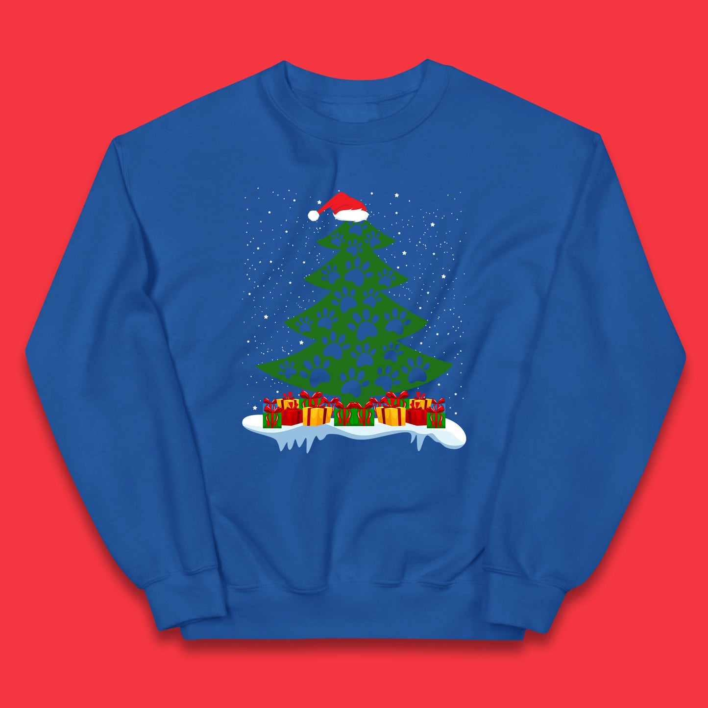 christmas tree with paw prints of dogs jumper