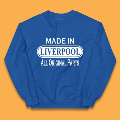 Made In Liverpool All Original Parts Vintage Retro Birthday City in North West, England Gift Kids Jumper