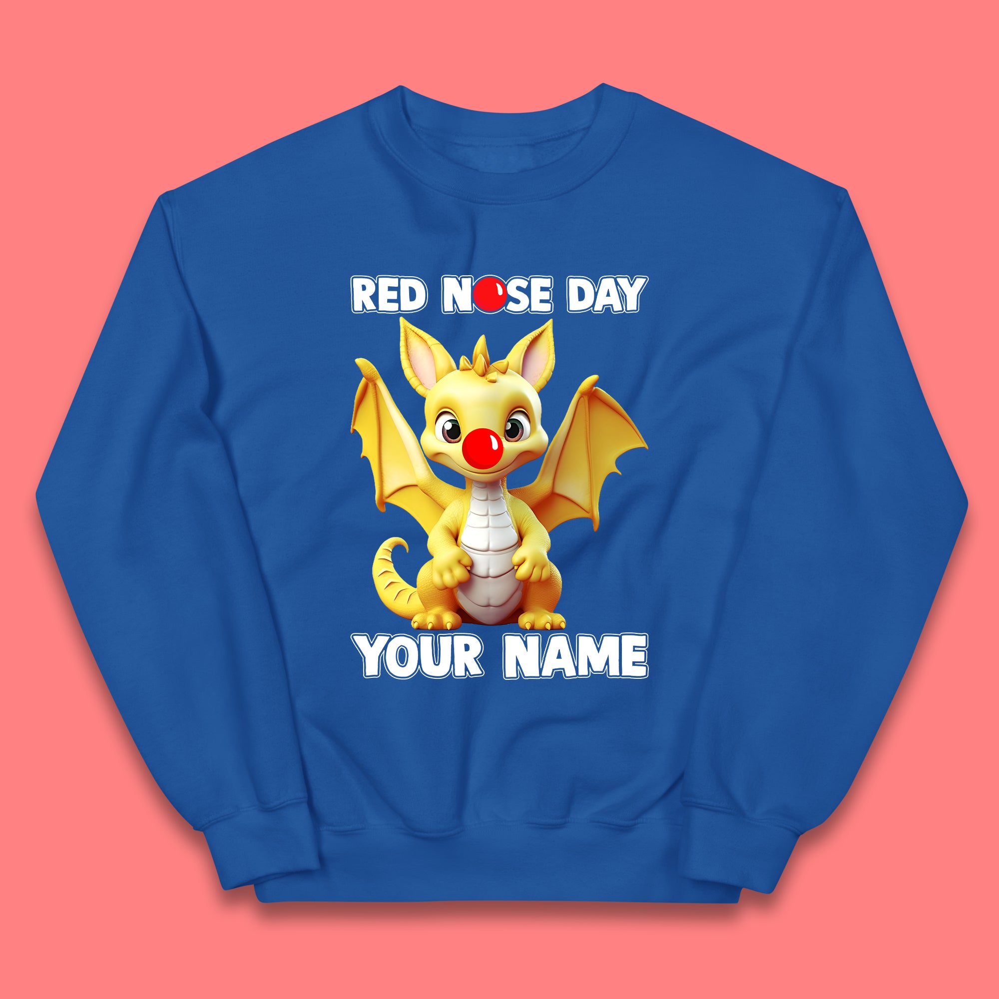 Personalised Dragon Red Nose Day Kids Jumper