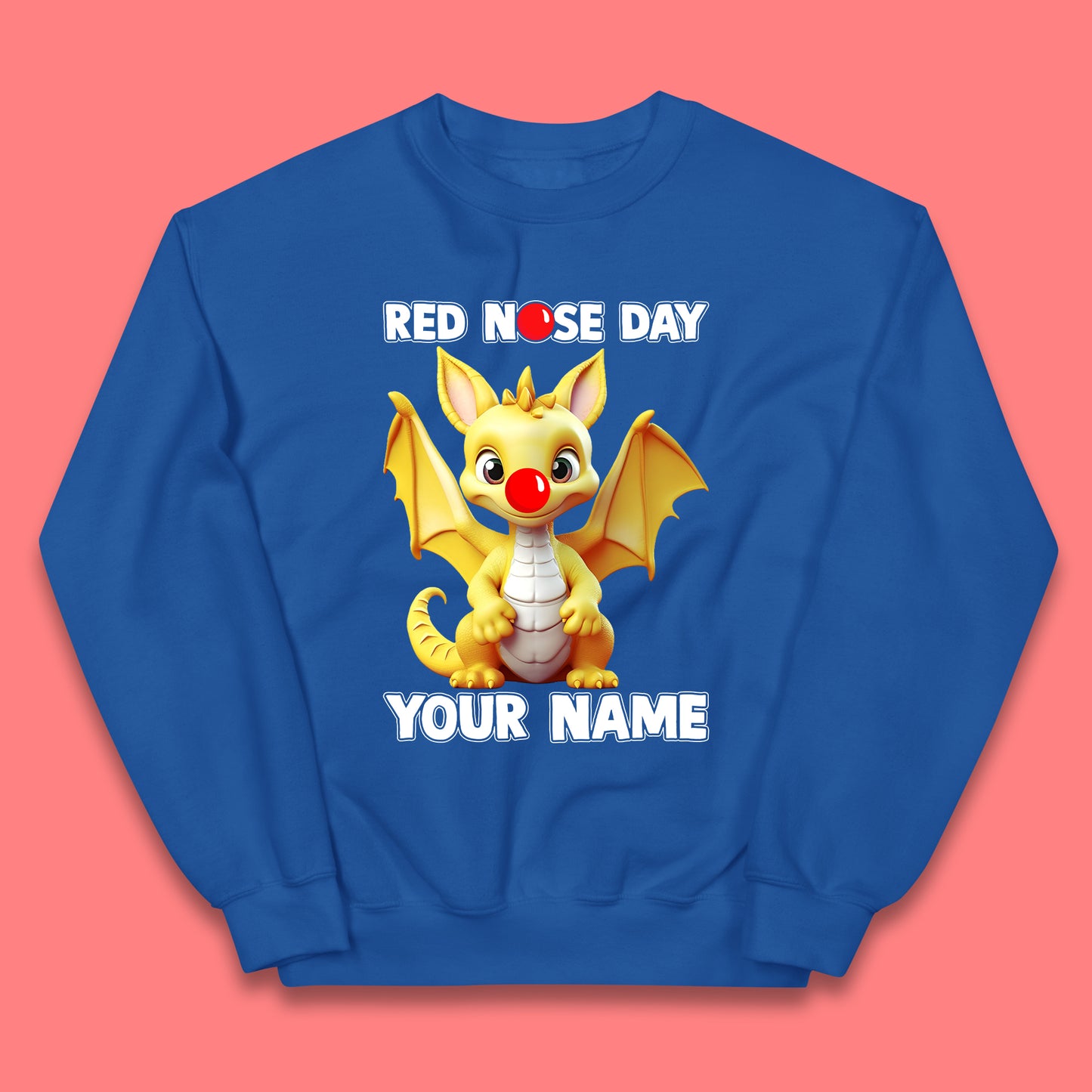 Personalised Dragon Red Nose Day Kids Jumper