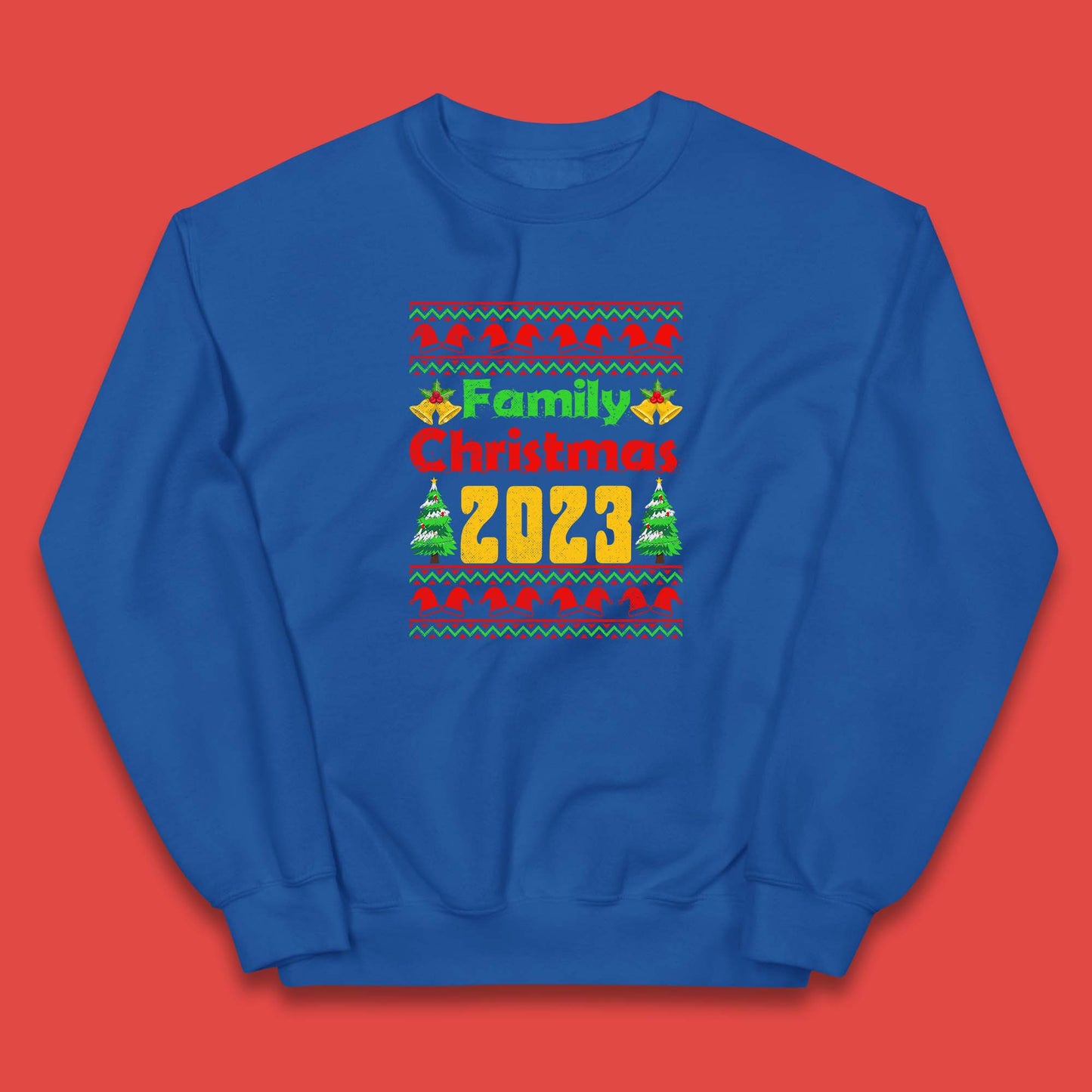 Family Christmas 2023 Holiday Winter Festive Christmas Trees Xmas Season Kids Jumper