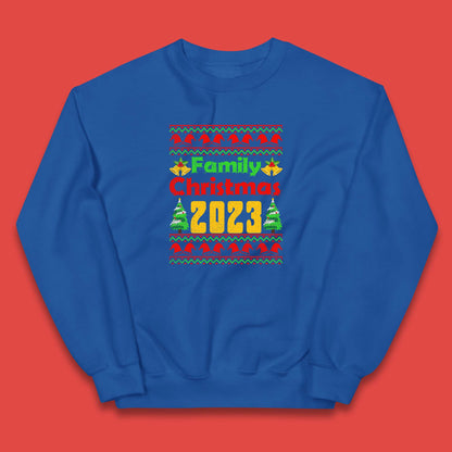 Family Christmas 2023 Holiday Winter Festive Christmas Trees Xmas Season Kids Jumper