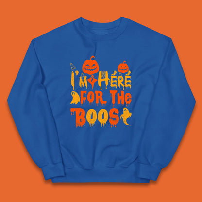 I'm Here For The Boos Halloween Pumpkin Ghost Horror Scary Kids Jumper