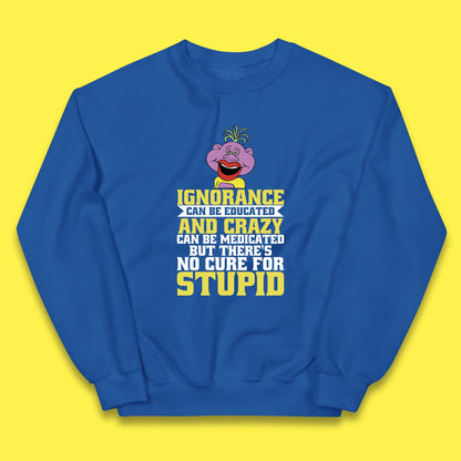 Ignorance Can Be Educated And Crazy Can Be Medicated But There's No Cure For Stupid Anonymous Quote Kids Jumper