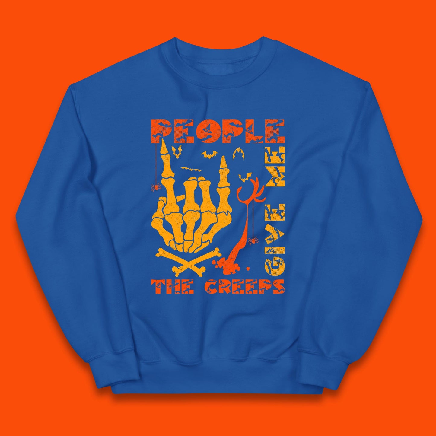 People Give Me The Creep Skeleton Hand Halloween Spooky Creepy Season Kids Jumper