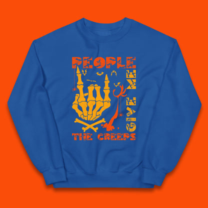 People Give Me The Creep Skeleton Hand Halloween Spooky Creepy Season Kids Jumper
