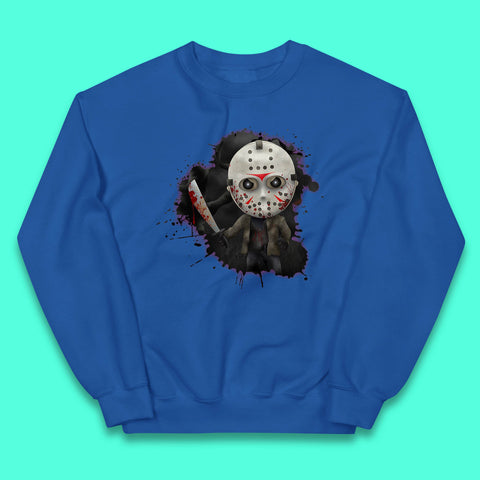 Chibi Jason Voorhees Holding Bloody Knife Halloween Friday The 13th Horror Movie Character Kids Jumper