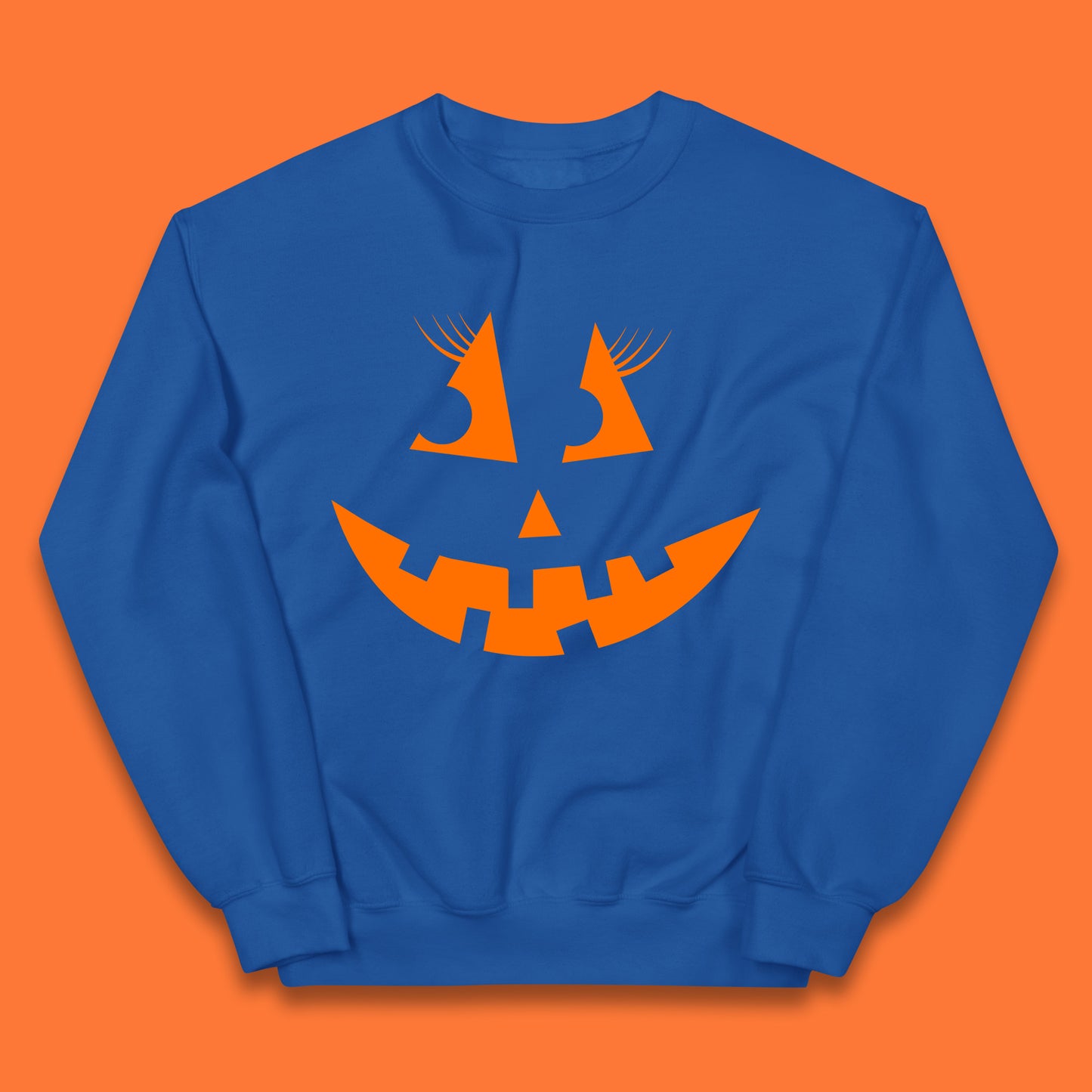Halloween Pumpkin Jack-o-lantern Girl Evil Scary Horror Smile Face Kids Jumper