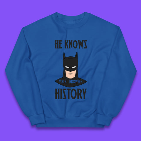 Batman He Knows Your Browser History DC Comics Superhero Comic Book Character Kids Jumper