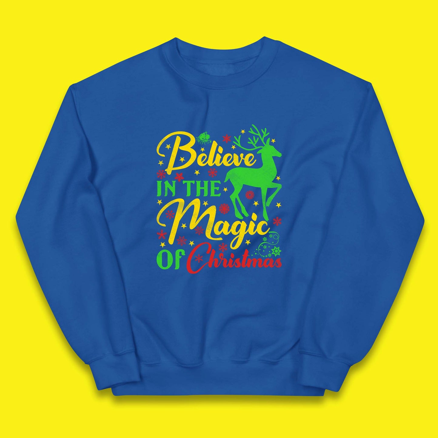 believe in the magic of christmas reindeer jumper