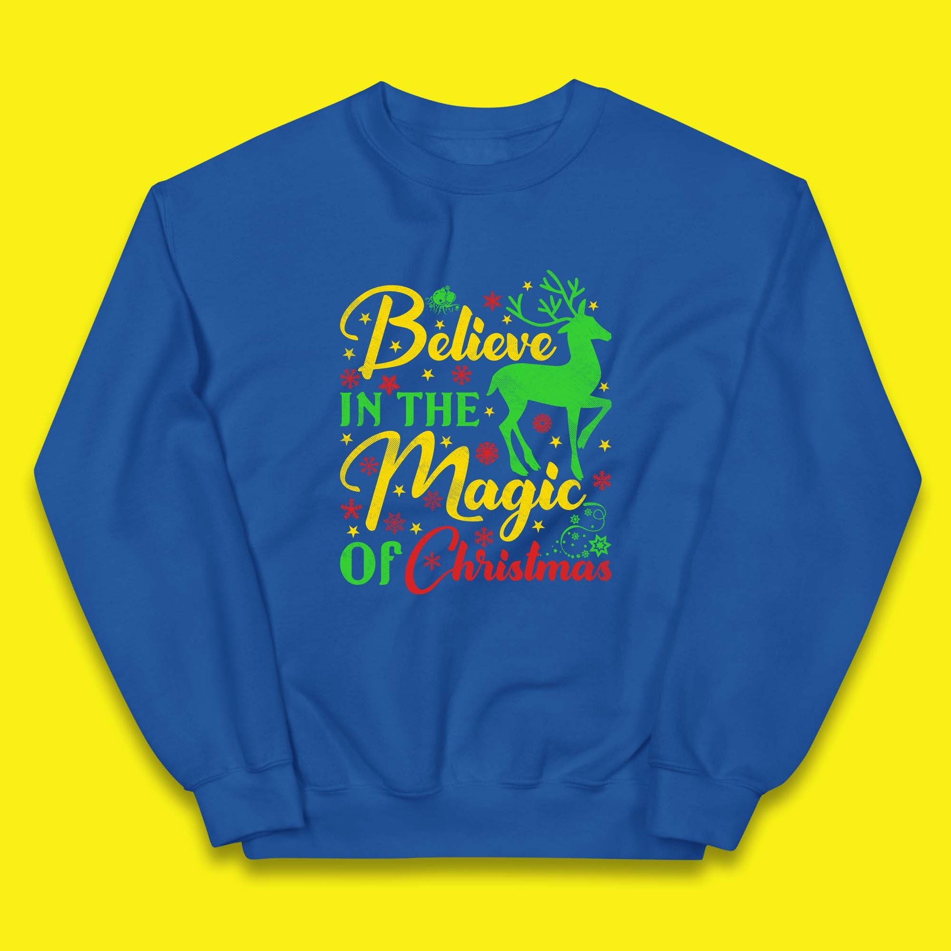 believe in the magic of christmas reindeer jumper