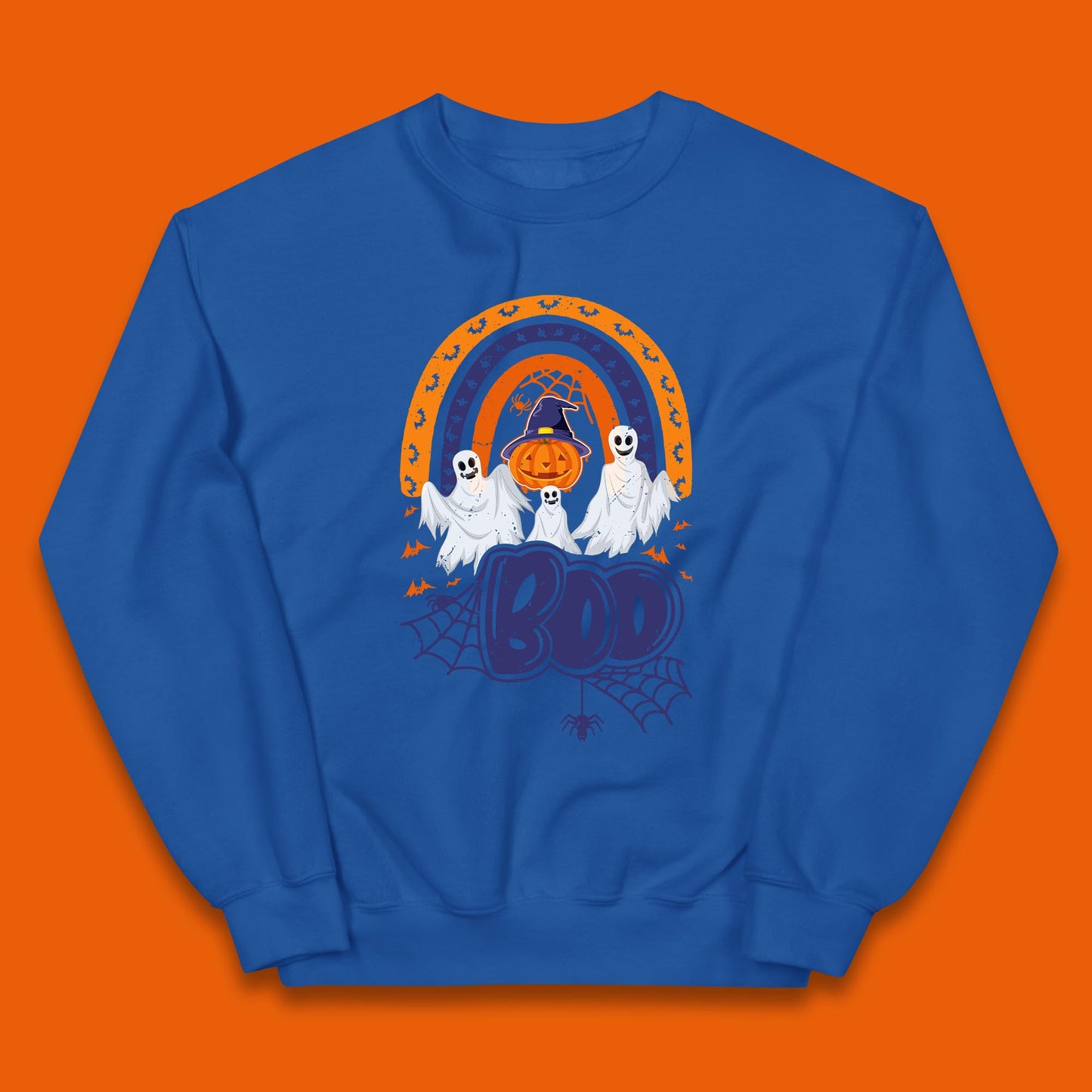 Halloween Boo Ghosts With Witch Pumpkin Scary Spooky Season Kids Jumper