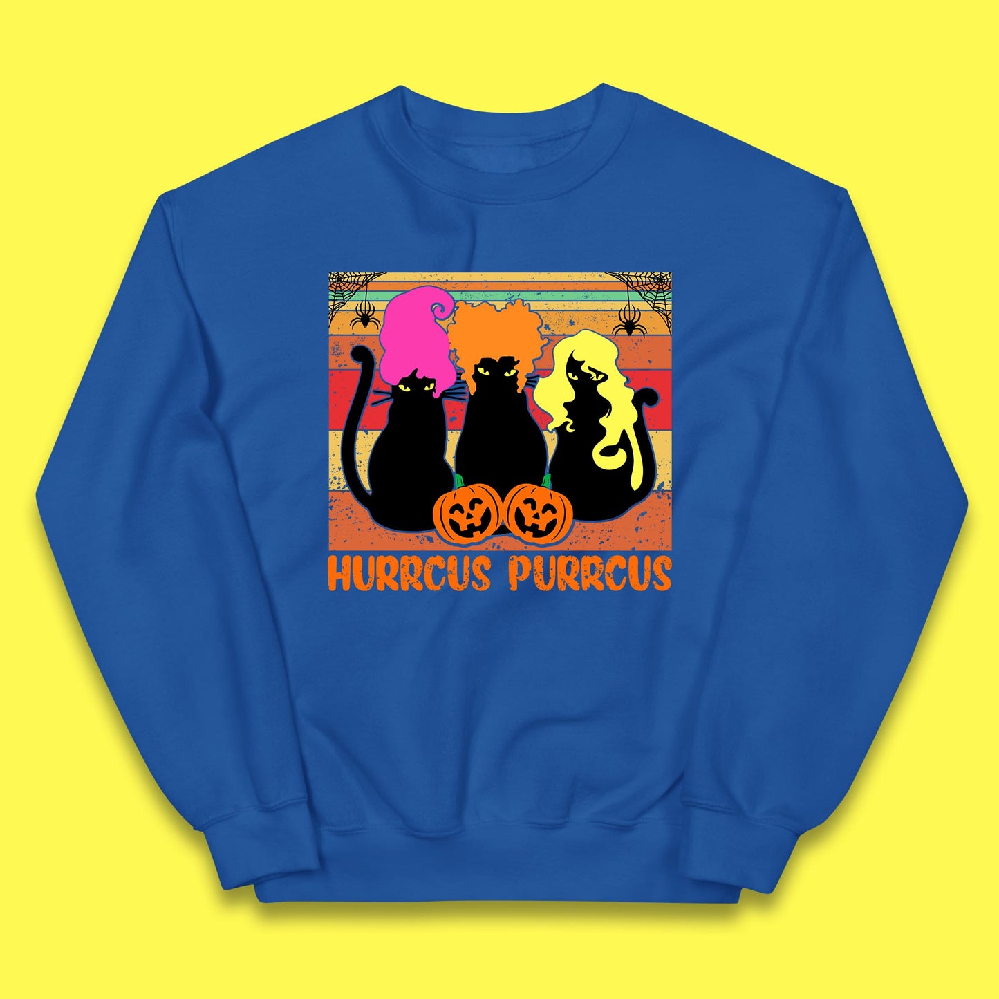 Vintage Halloween Witches Hurrcus Purrucs Scary Cat Horror Pumpkin Faces Hocus Pocus Halloween Costume Kids Jumper