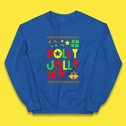Holly Jolly Merry Christmas Retro Holly Jolly Vibes Vintage Xmas Kids Jumper