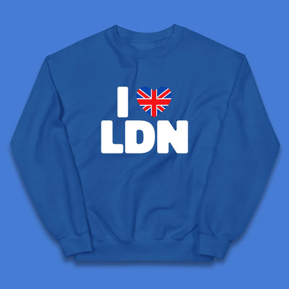 I Love LDN UK United Kingdom British England I Love London Kids Jumper