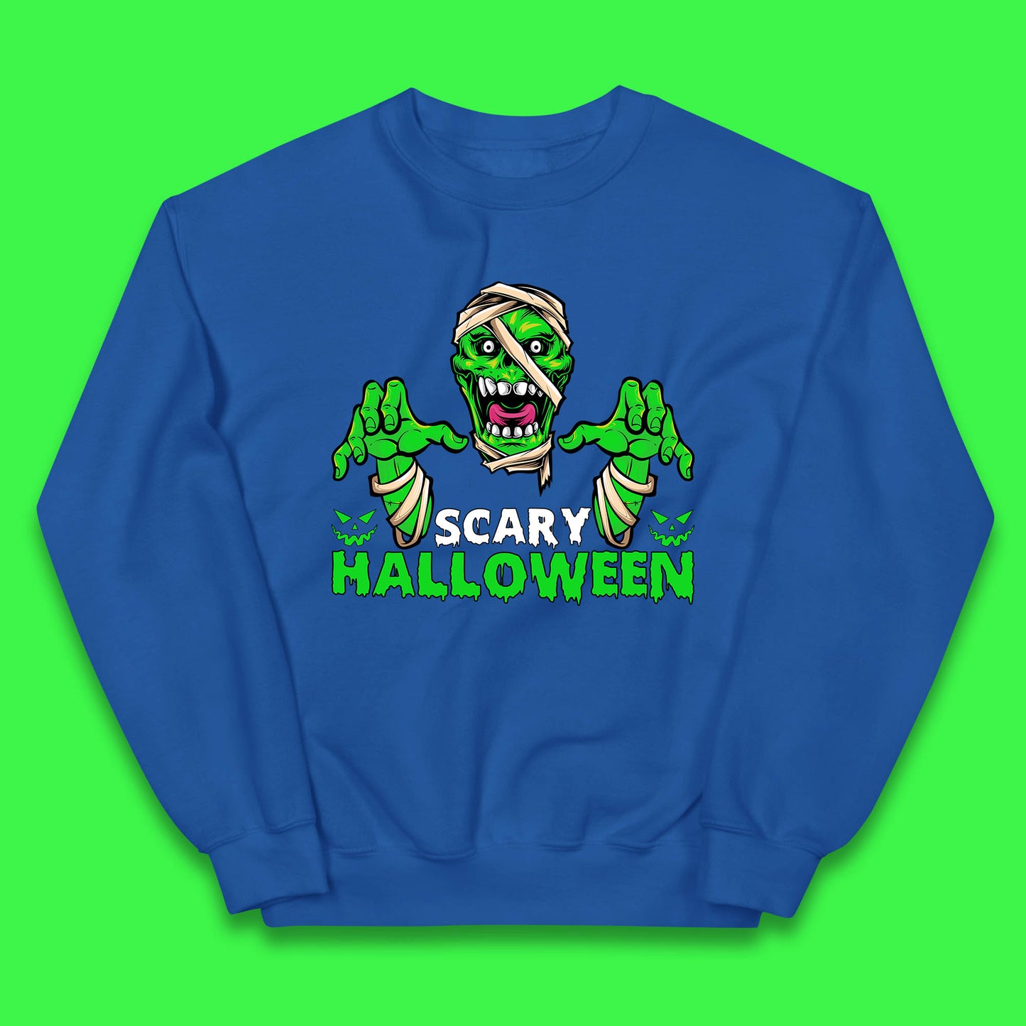 Scary Halloween Skull Zombie Mummy Horror Monster Zombie Hands Scary Vibes Kids Jumper