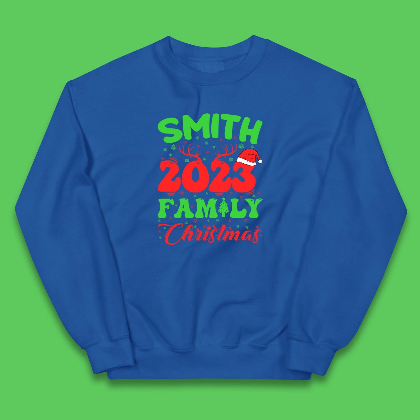 Personalised 2023 Family Christmas Your Name Xmas Matching Family Costume Kids Jumper
