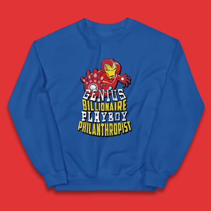Tony Stark Quote Genius Billionaire Playboy Philanthropist Marvel Avenger Iron Man Superhero Movie Character Kids Jumper