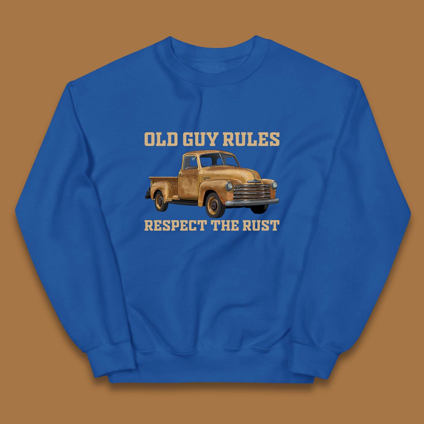 Old Guy Rules Respect The Rust Truck Classic Antique Truck Enthusiasts Kids Jumper