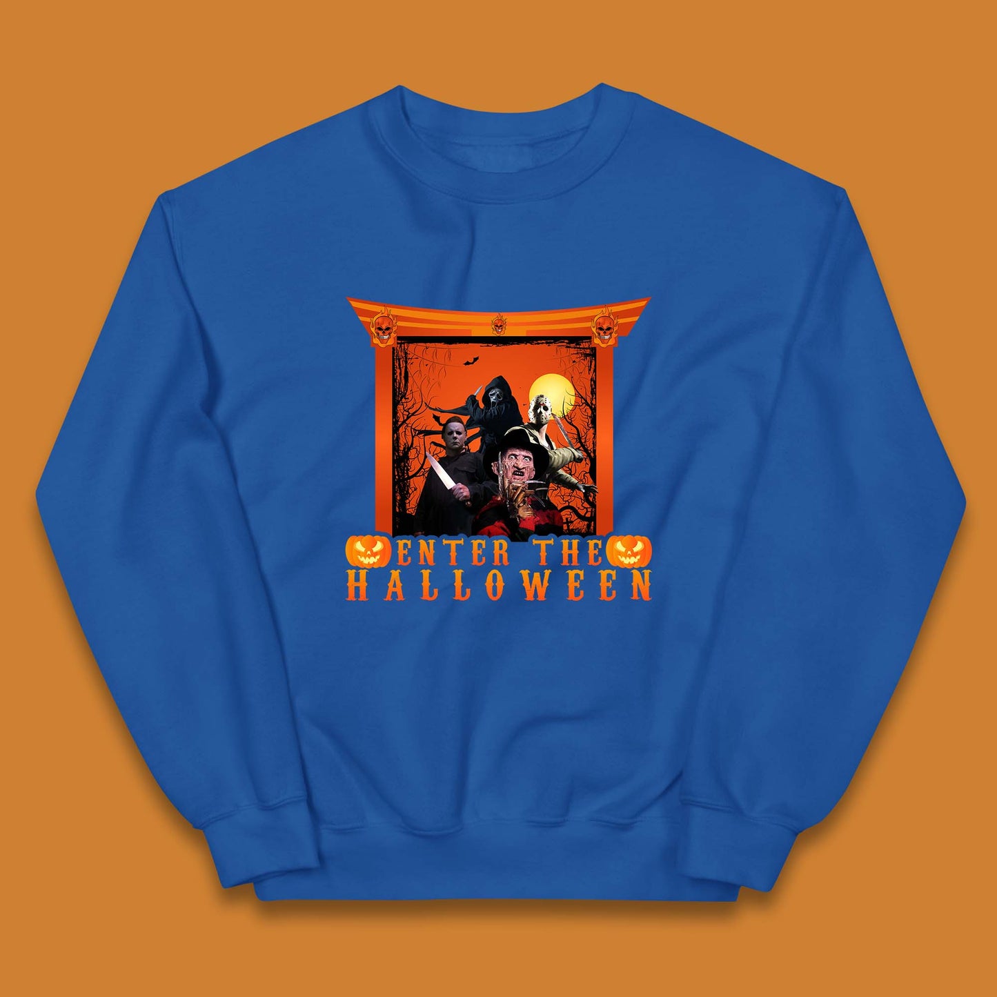 Enter The Halloween Horror Movie Characters Friends Halloween Villians Serial Killers Kids Jumper
