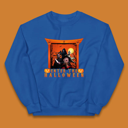 Enter The Halloween Horror Movie Characters Friends Halloween Villians Serial Killers Kids Jumper