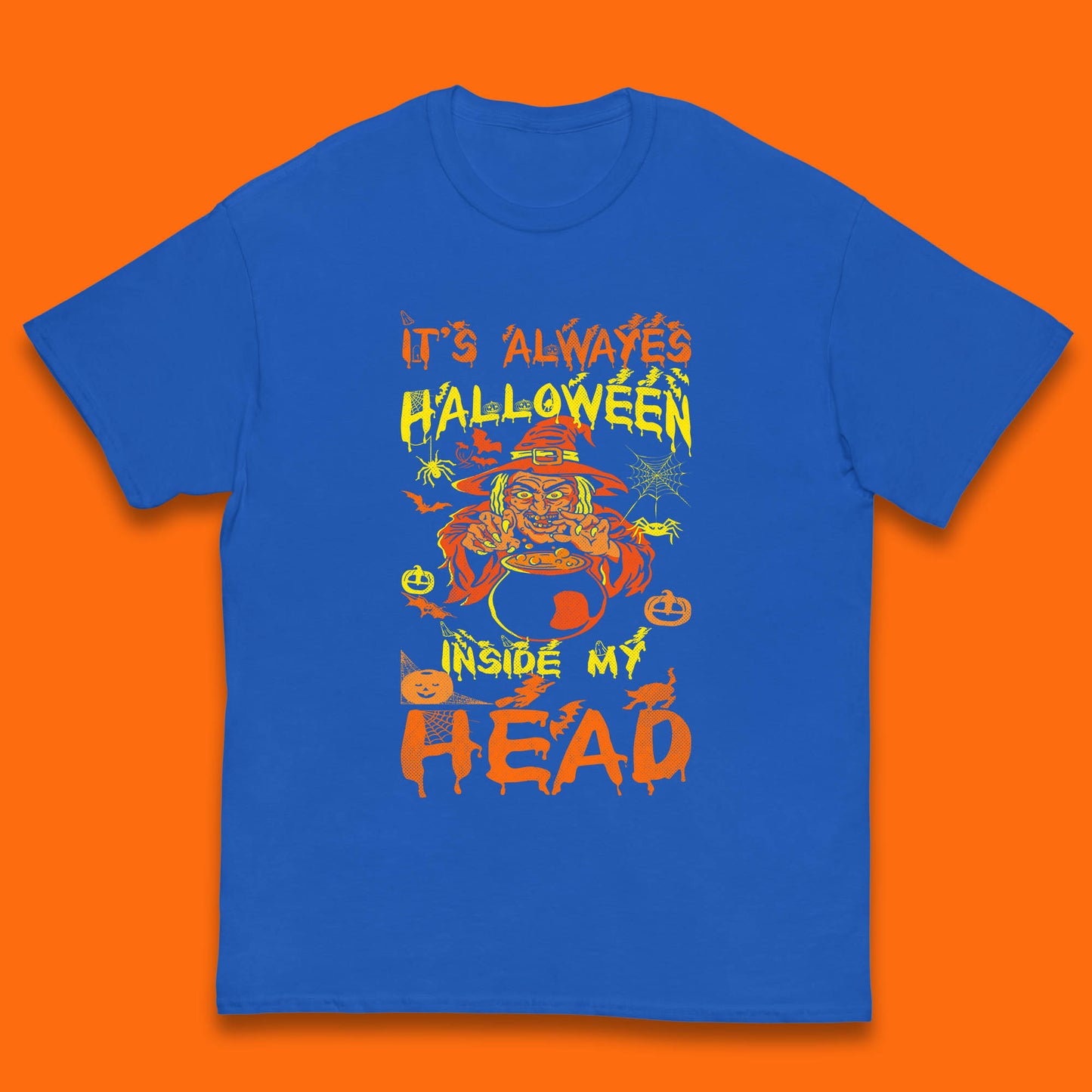 It's Always Halloween Inside My Head Witch Cooking A Magic Potion In The Cauldron (Stew Pot) Halloween Kids T Shirt