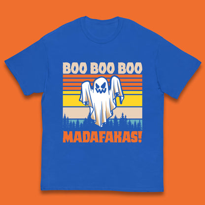 Ghost Say Boo Boo Boo Madafakas Halloween Vintage Horror Scary Boo Ghost Kids T Shirt
