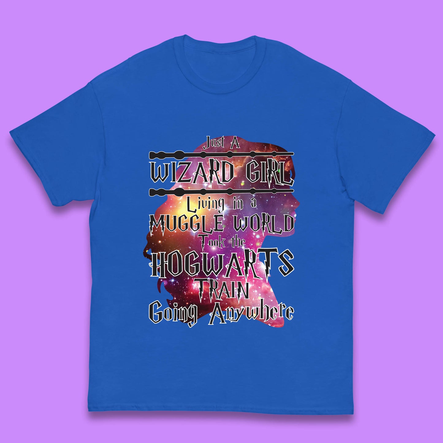 Harry Potter Just A Wizard Girl Living In A Muggle World Took The Hogwarts Train Going Anywhere Kids T Shirt