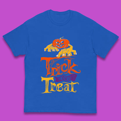 Halloween Trick Or Treat Horror Scary Evil Pumpkin With Zombie Hands Kids T Shirt