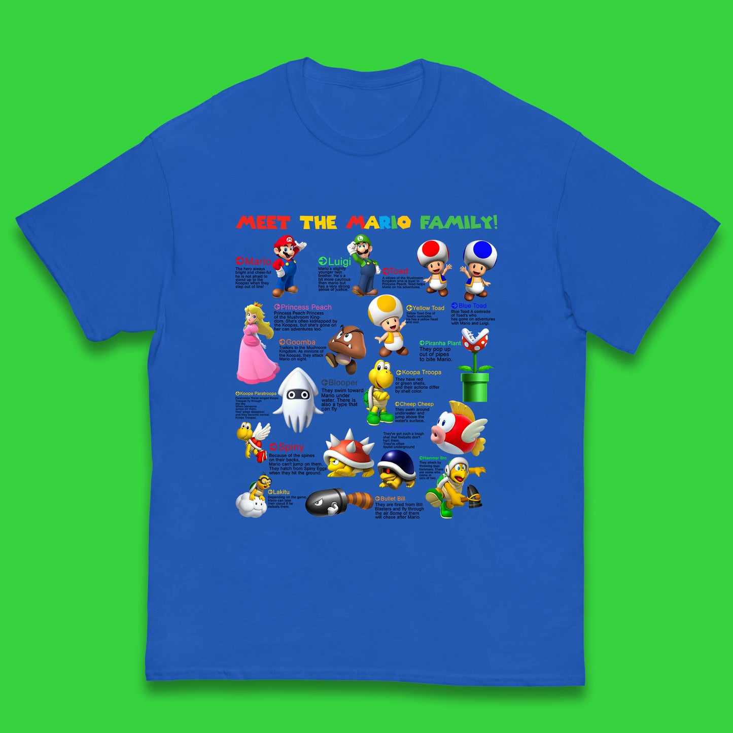 Meet The Mario Family Super Mario Vintage Mario Family Matching Costume Kids T Shirt