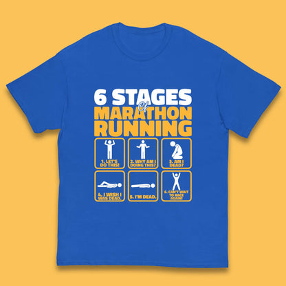 6 Stages Of Marathon Running  Kids T Shirt