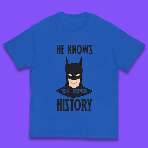 Batman He Knows Your Browser History DC Comics Superhero Comic Book Character Kids T Shirt