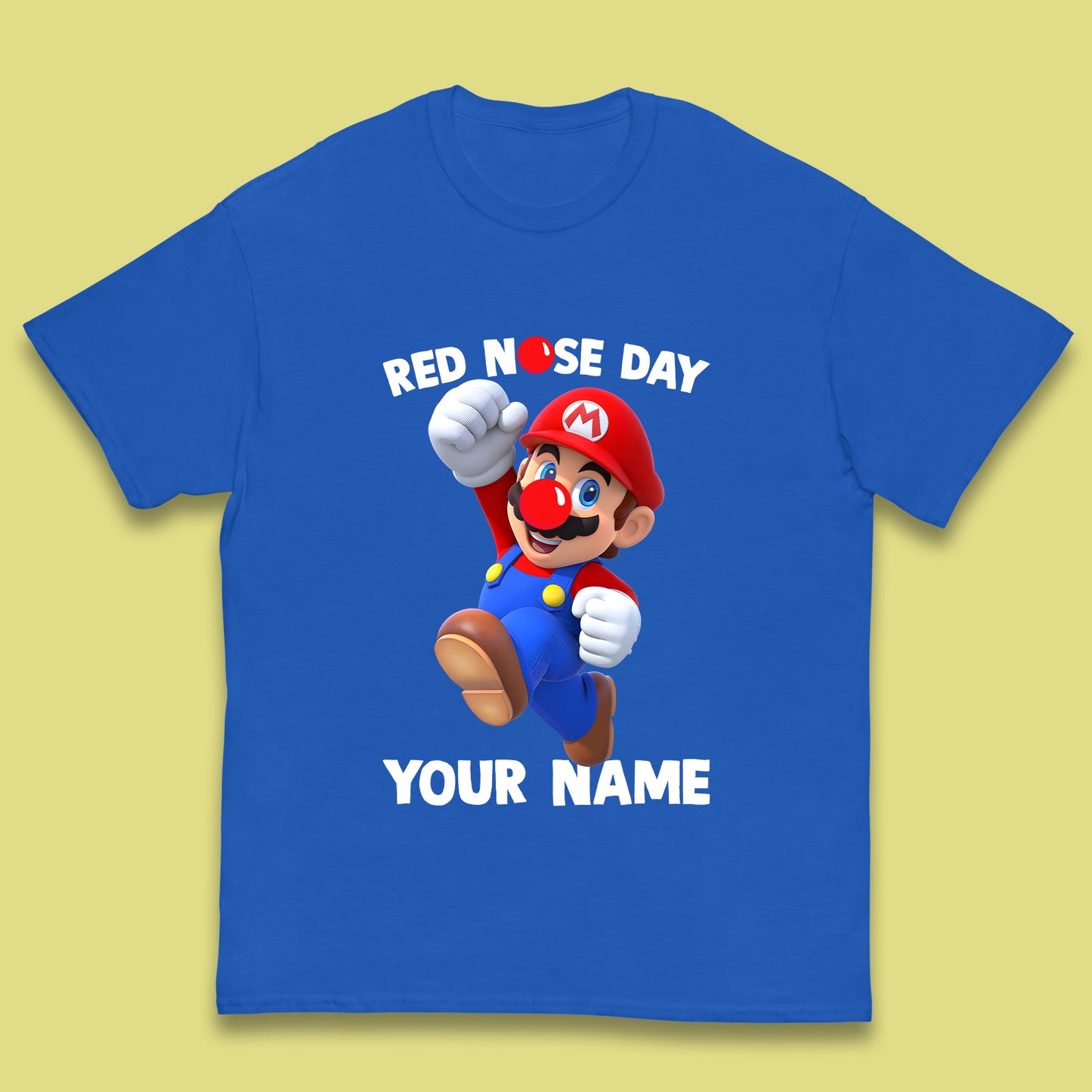 Personalised Super Mario Red Nose Day Kids T-Shirt