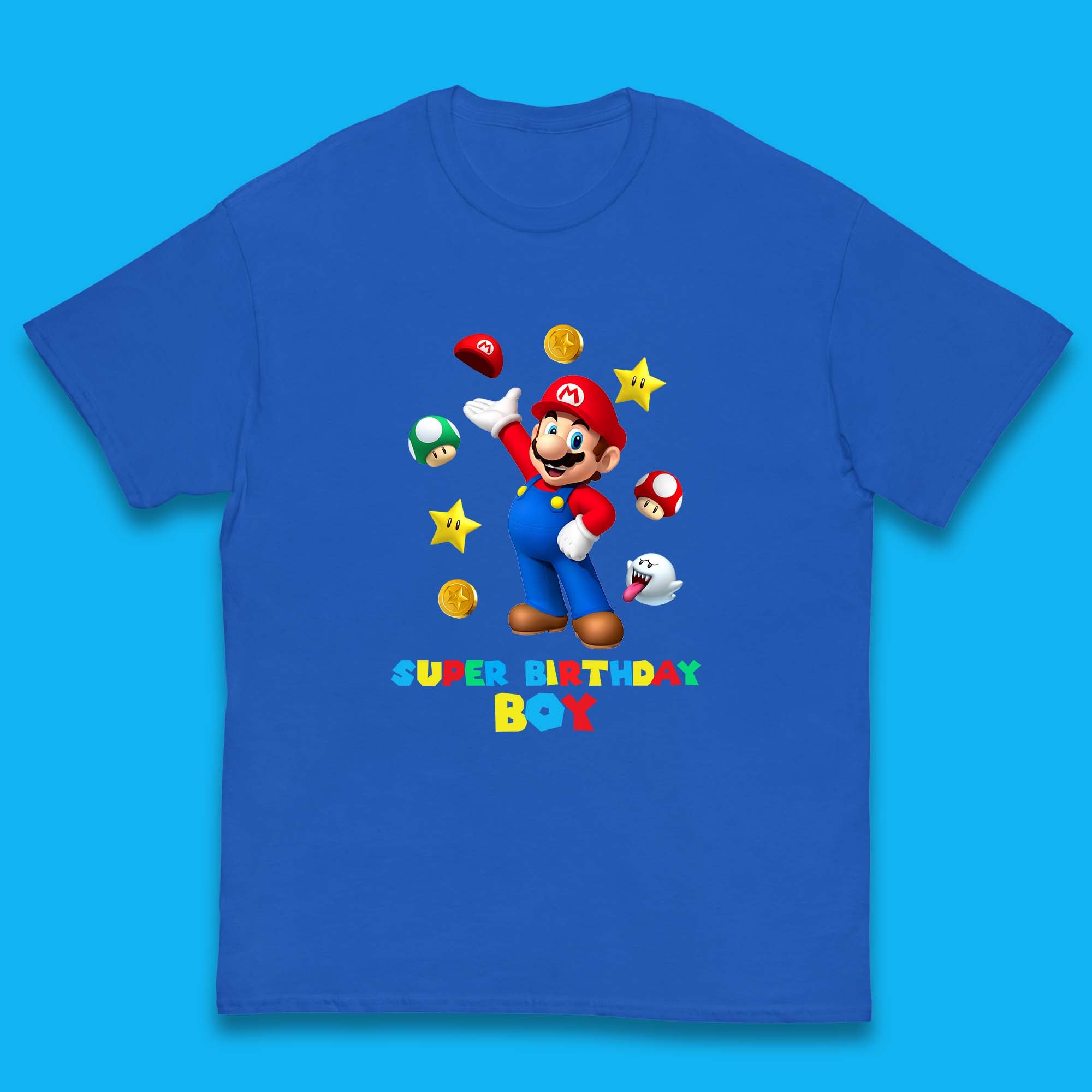 Super Birthday Boy Super Mario Game Series Mario Bros Super Mario Theme Birthday Party Kids T Shirt