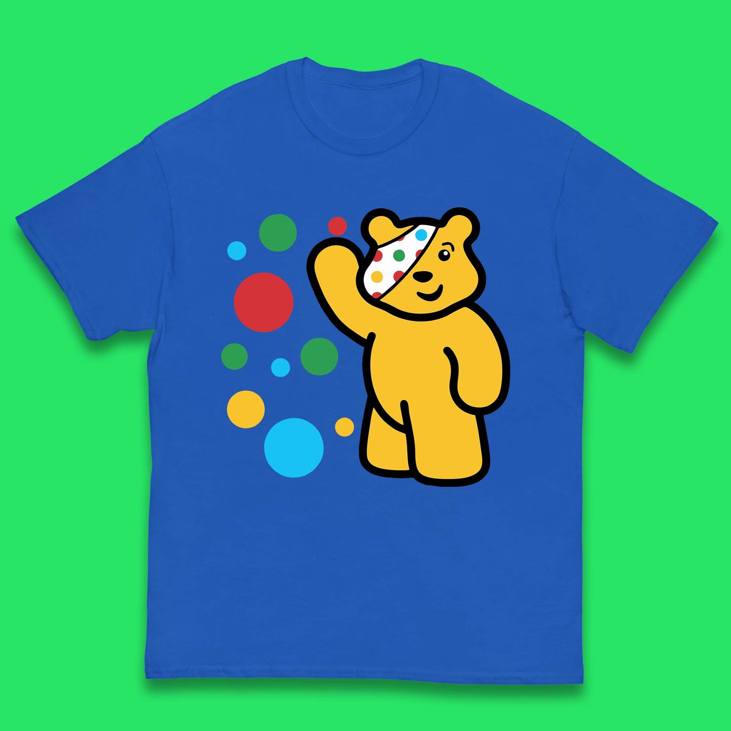 Spotty Pudsey Bear Hand Waving Dotty Spot Fundraising Children In Need Spotty Bear Spotty Day Kids T Shirt