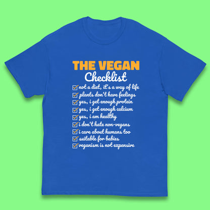 The Vegan Checklist Vegan Activism Funny Pro Vegetarian Checklist Kids T Shirt
