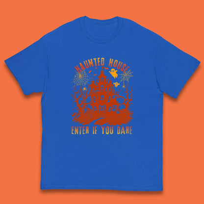 Haunted House Enter If You Dare Scary Halloween Nightmare House Spooky Season Halloween Party Kids T Shirt