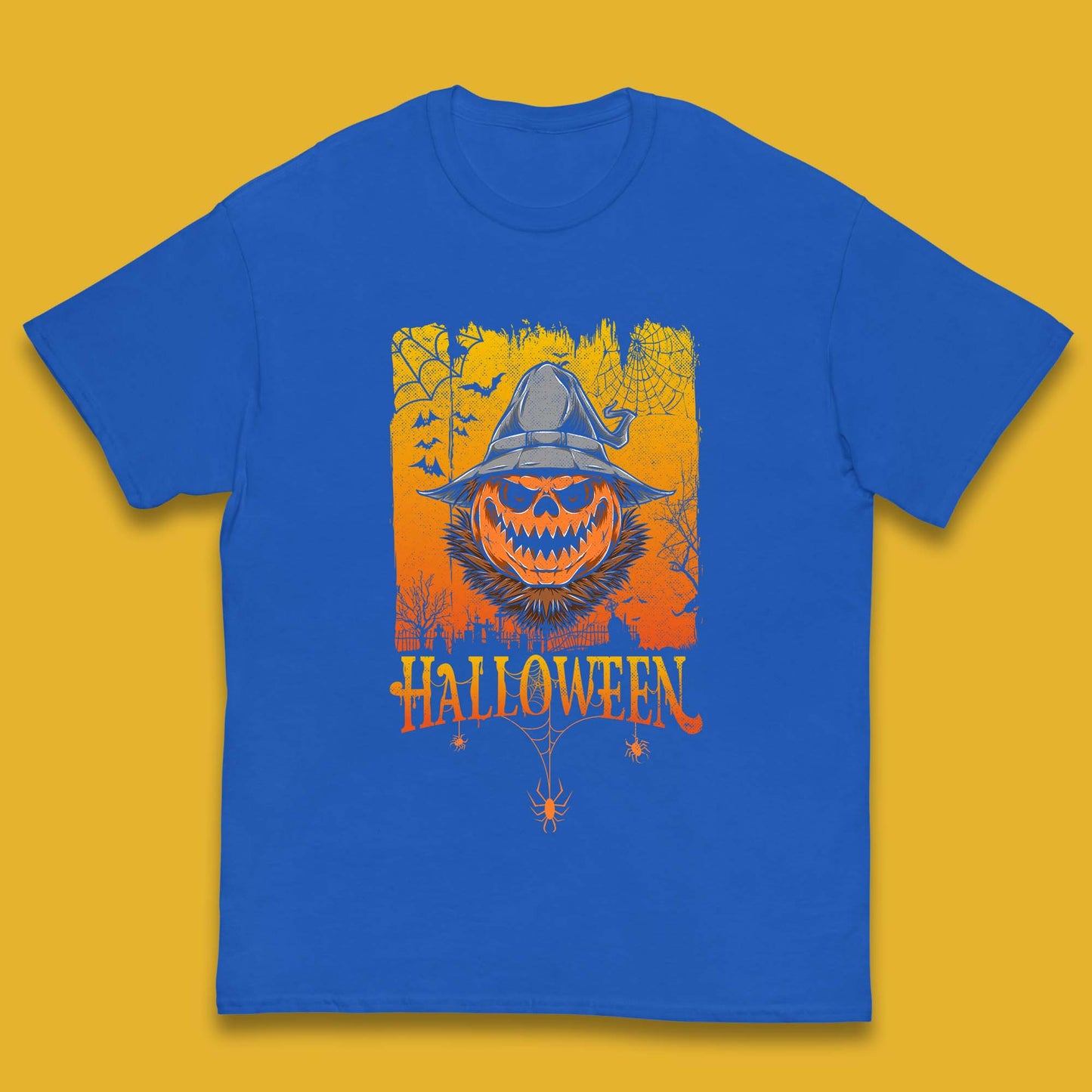 Angry Halloween Scary Evil Pumpkin Funny Pumpkin Head With Fire Eyes Scary Spooky Season Kids T Shirt
