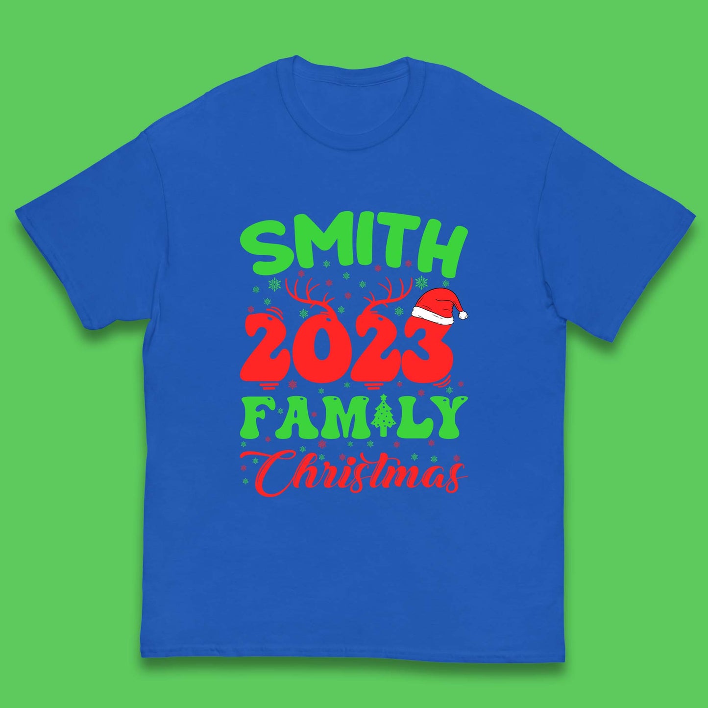 Personalised 2023 Family Christmas Your Name Xmas Matching Family Costume Kids T Shirt