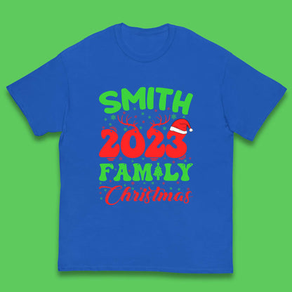Personalised 2023 Family Christmas Your Name Xmas Matching Family Costume Kids T Shirt