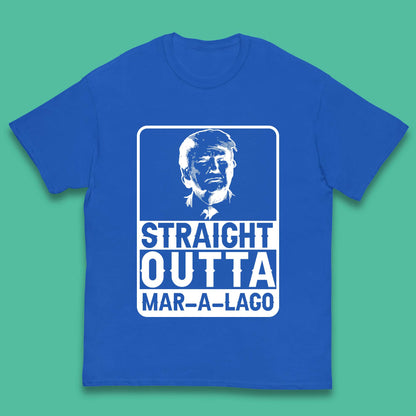 Donald Trump Straight Outta Mar-A-Lago USA Mugshot President Elections 2024 Kids T Shirt