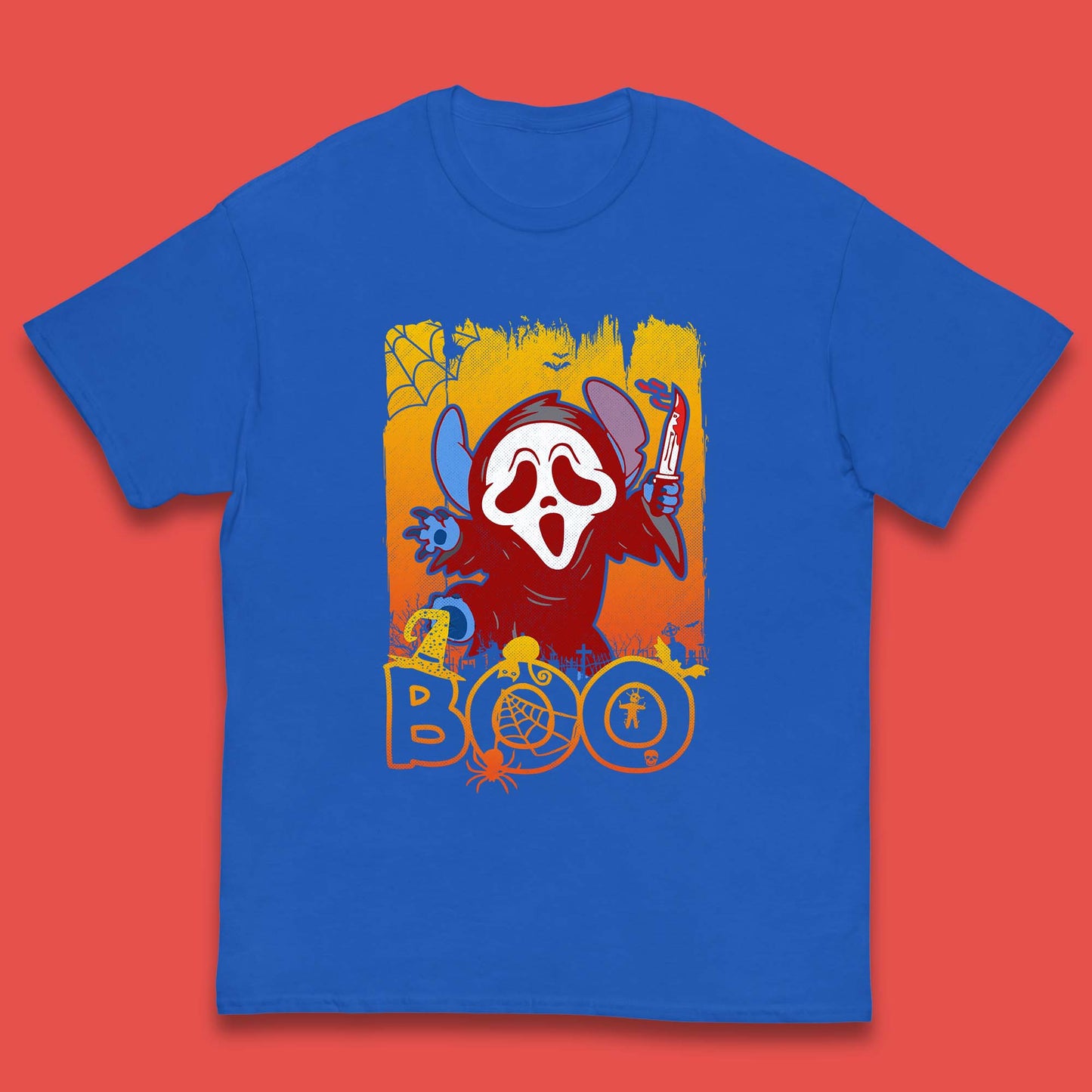 Stitch Scream Ghostface Disney Halloween Horror Movie  Disney Lilo & Stitch Kids T Shirt