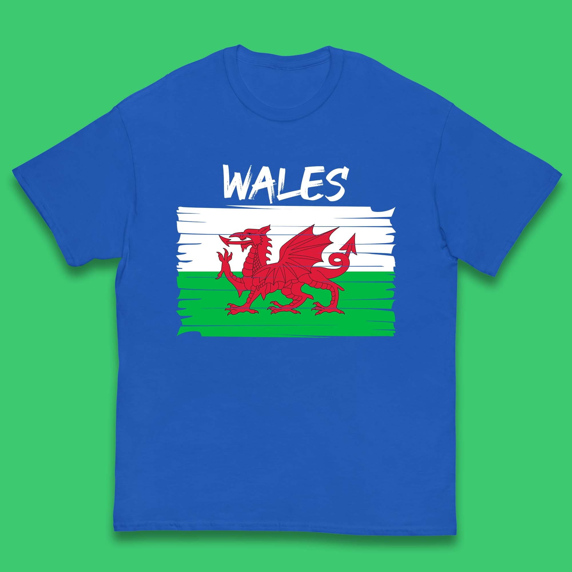 Welsh Dragon Flag Of Wales Saint Welsh Sant Dewi St. David's Day Dragon Flag Kids T Shirt