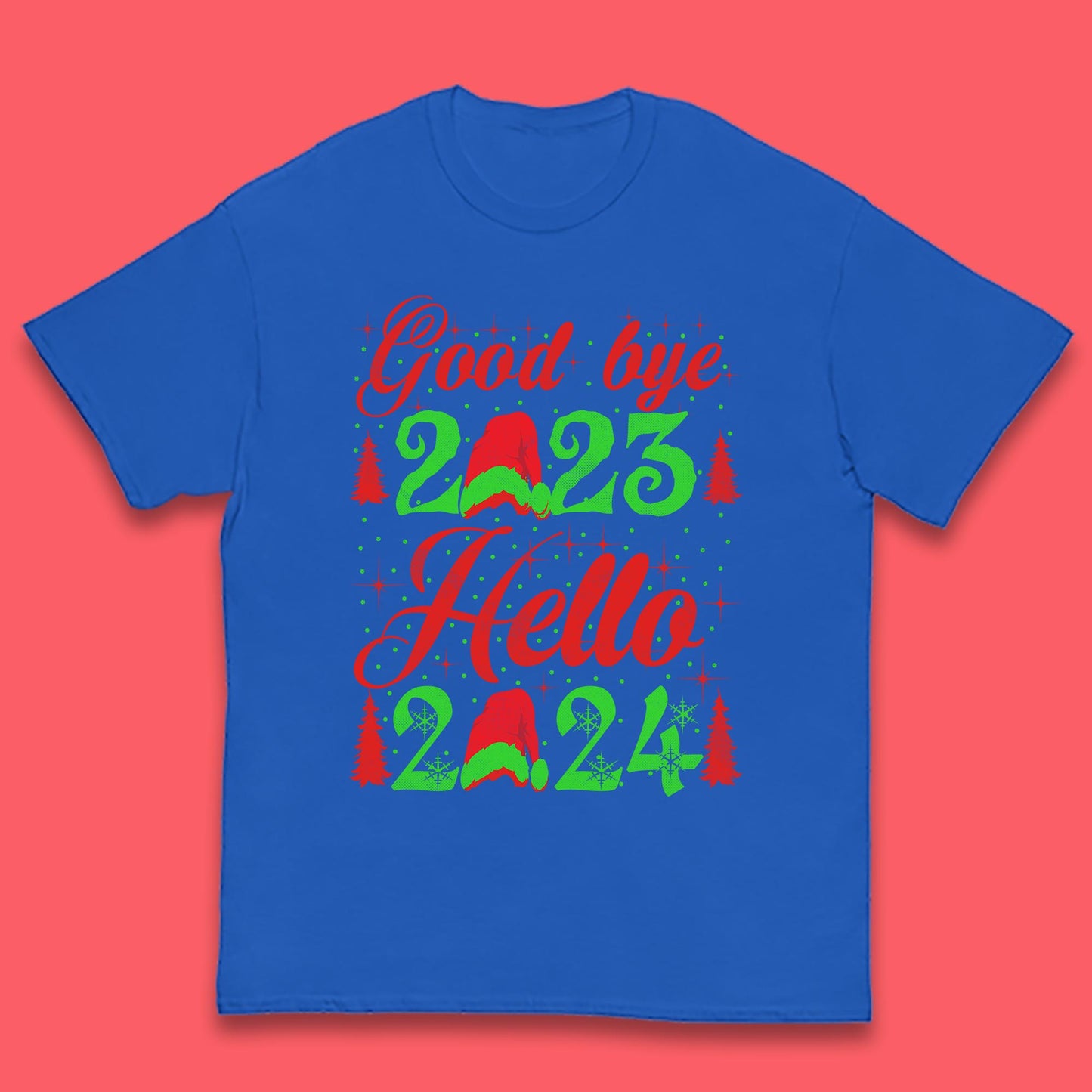 Good Bye 2023 Hello 2024 Merry Christmas Happy New Year Xmas Festive Celebration Kids T Shirt