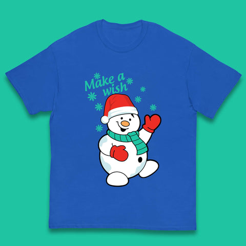 Make A Wish Snowman Christmas Kids T-Shirt